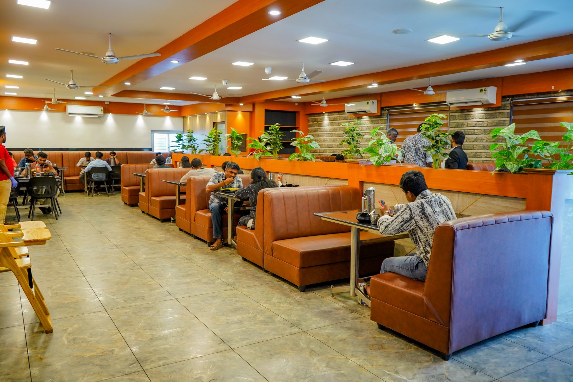 Booth seating filled with diners