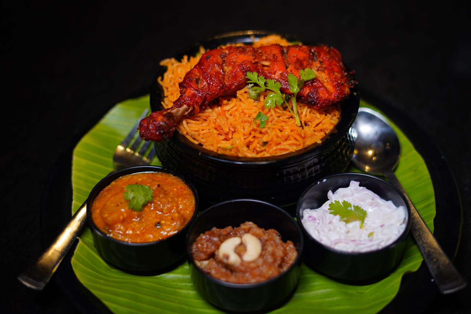 Prawn biriyani with sides